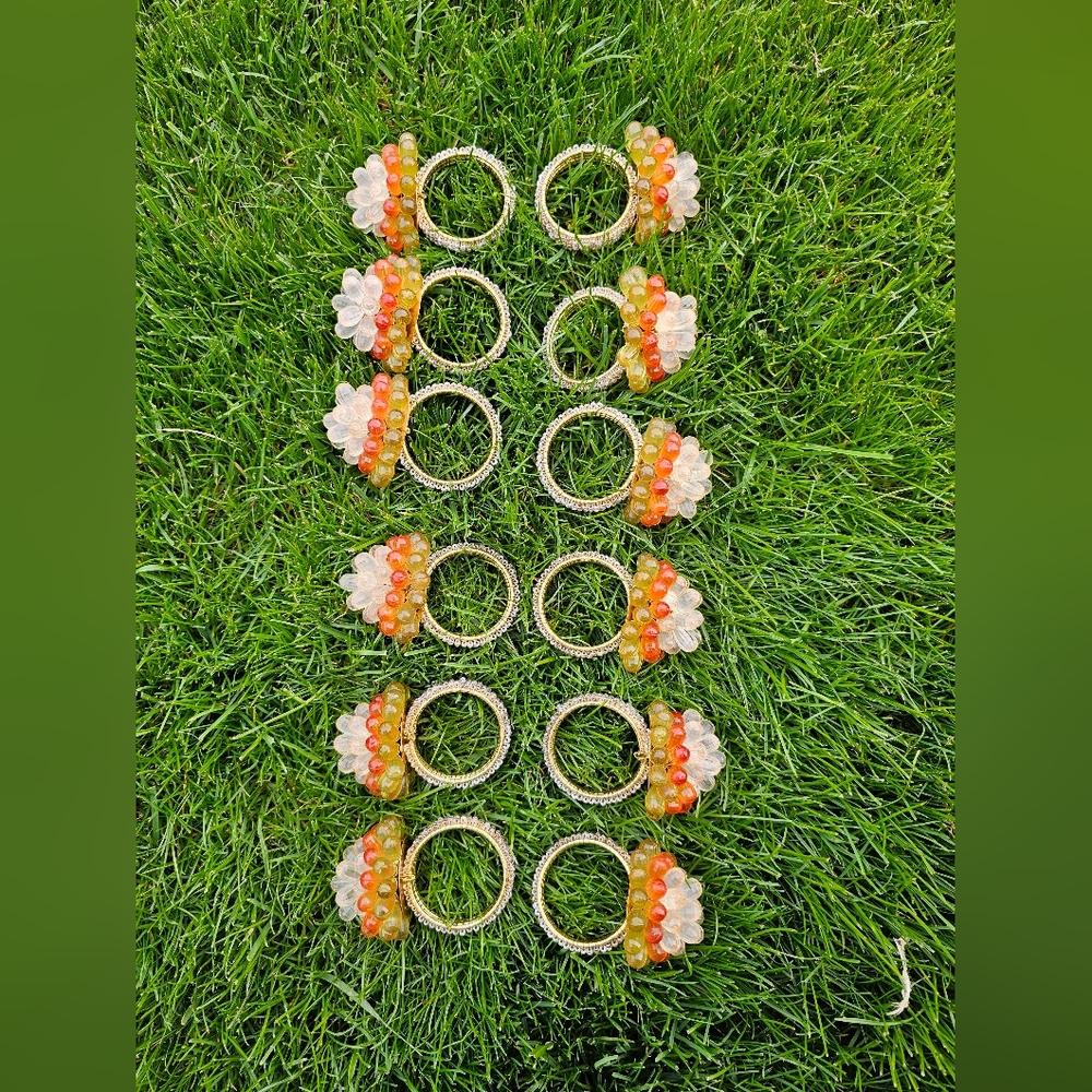Vintage Gold and Orange Beaded Napkin Rings